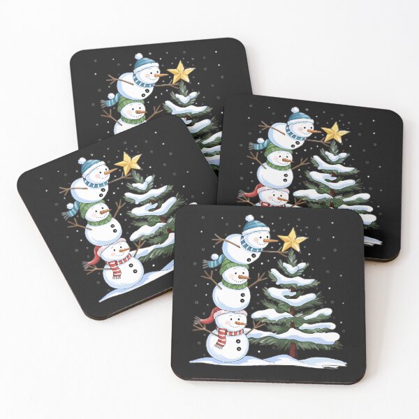 Item preview, Stacked Snowmen Decorating Christmas Tree | Cute Winter Holiday Illustration designed and sold by chandtereug.