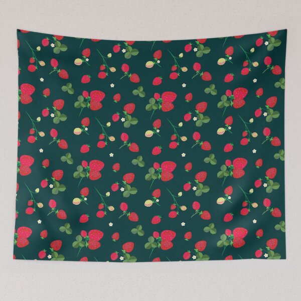 Item preview, Seamless vector pattern with strawberries on a green background designed and sold by OlhaBondarenko.