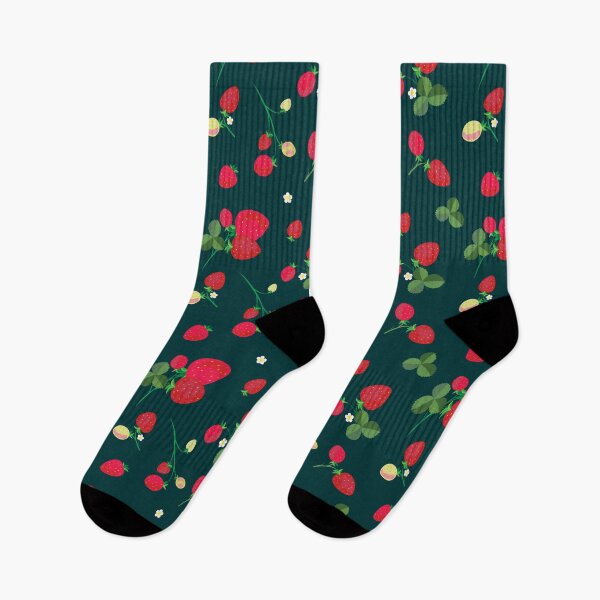 Item preview, Seamless vector pattern with strawberries on a green background designed and sold by OlhaBondarenko.