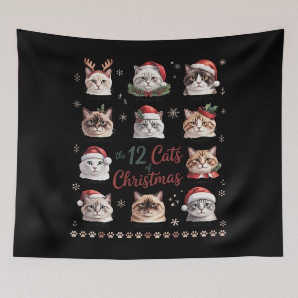 Item preview, 12 Cats of Christmas Christmas Cat Lover Xmas Holiday Men Women Kids  designed and sold by HuValverdeArt.