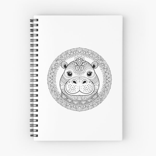 Item preview, Detailed Hippo Mandala — Intricate Line Art Monochrome Design designed and sold by HBDStudio.