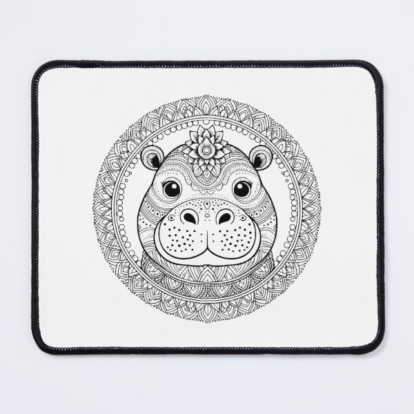 Item preview, Detailed Hippo Mandala — Intricate Line Art Monochrome Design designed and sold by HBDStudio.