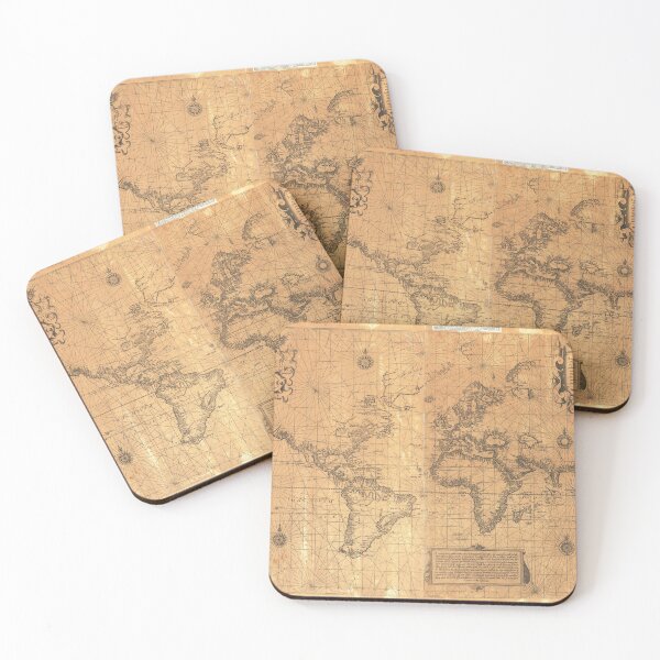 Item preview, Vintage Detailed Golden Colors World Map Poster designed and sold by easteuromaps.