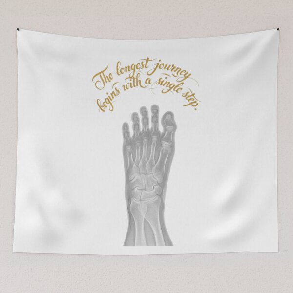 Item preview, X-Ray Foot Art – Inspirational Quote 'The Longest Journey Begins with a Single Step designed and sold by ArtiJOY Imprinta.