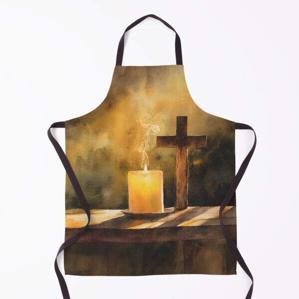 Item preview, Silent Prayer – Candle and Cross Watercolor Art designed and sold by Teecha45.