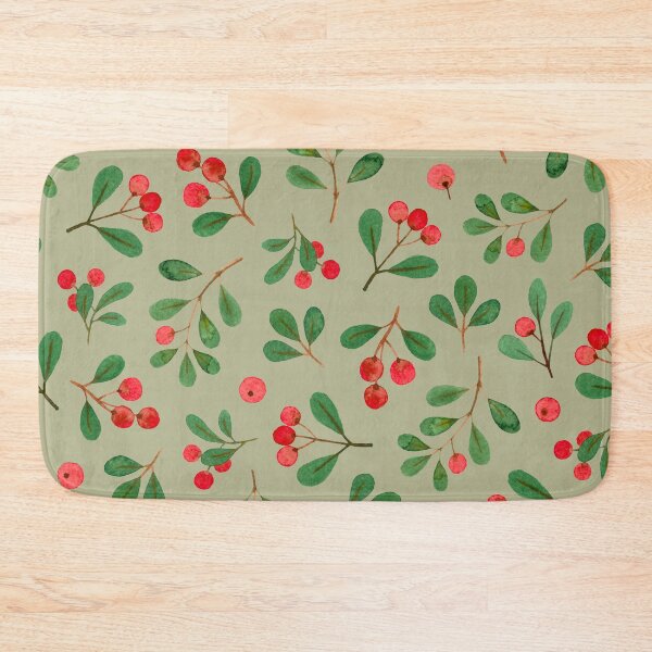 Item preview, Red berries and leaves pattern designed and sold by SmallDart Creations.