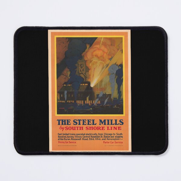Item preview, Vintage Travel Poster | Steel Mills by South Shore Line | 1928 Industrial Art Deco Print | Chicago & South Bend Railroad designed and sold by artofuniverse.