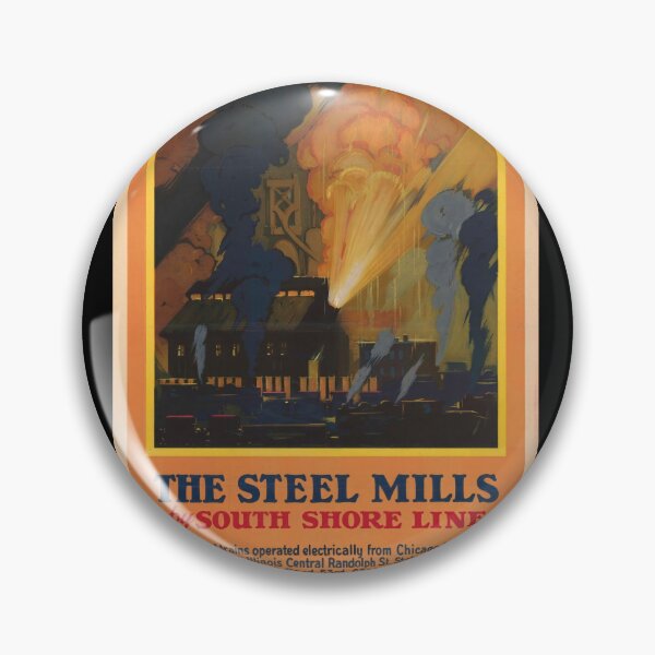 Item preview, Vintage Travel Poster | Steel Mills by South Shore Line | 1928 Industrial Art Deco Print | Chicago & South Bend Railroad designed and sold by artofuniverse.