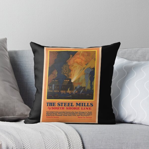 Item preview, Vintage Travel Poster | Steel Mills by South Shore Line | 1928 Industrial Art Deco Print | Chicago & South Bend Railroad designed and sold by artofuniverse.