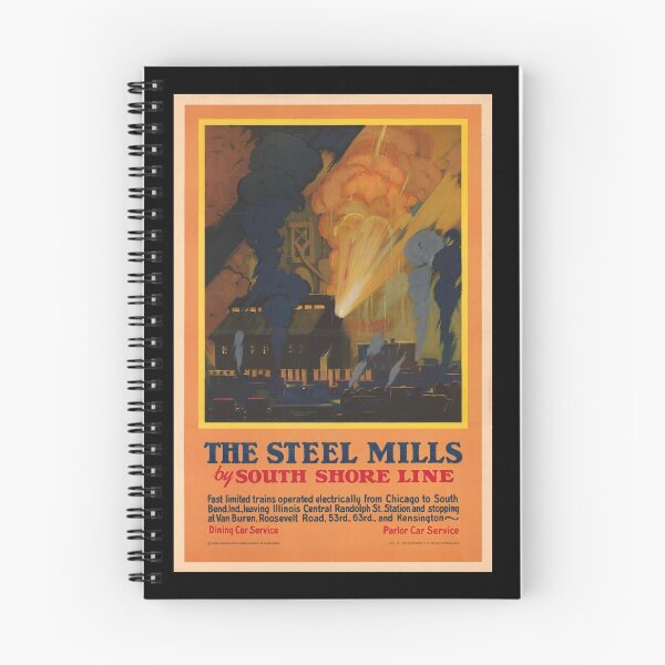 Item preview, Vintage Travel Poster | Steel Mills by South Shore Line | 1928 Industrial Art Deco Print | Chicago & South Bend Railroad designed and sold by artofuniverse.
