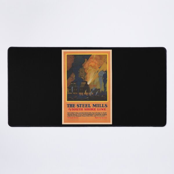 Item preview, Vintage Travel Poster | Steel Mills by South Shore Line | 1928 Industrial Art Deco Print | Chicago & South Bend Railroad designed and sold by artofuniverse.