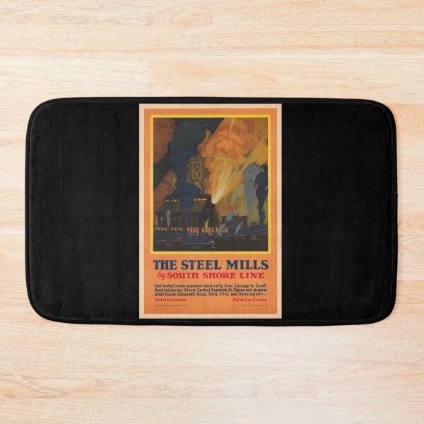 Item preview, Vintage Travel Poster | Steel Mills by South Shore Line | 1928 Industrial Art Deco Print | Chicago & South Bend Railroad designed and sold by artofuniverse.