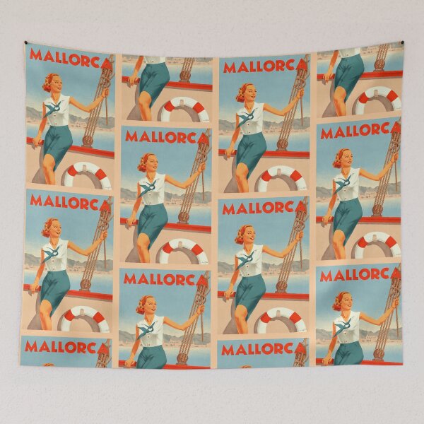 Item preview, Vintage Mallorca Travel Poster | Retro Art Deco Nautical Design | Mid-Century Modern Style for Home & Office Decor designed and sold by artofuniverse.