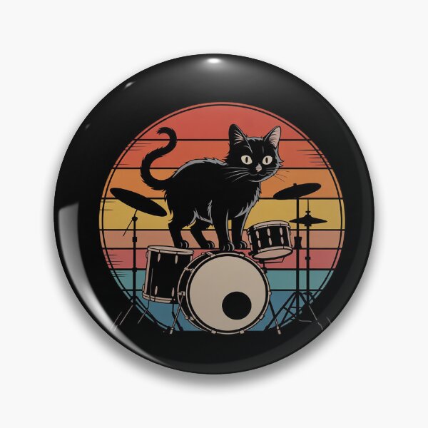 Item preview, Cat Playing Drums Drummer Cat Drumming Drumset Drum  designed and sold by HuValverdeArt.