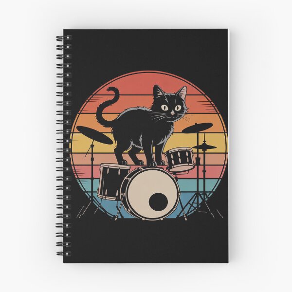 Item preview, Cat Playing Drums Drummer Cat Drumming Drumset Drum  designed and sold by HuValverdeArt.
