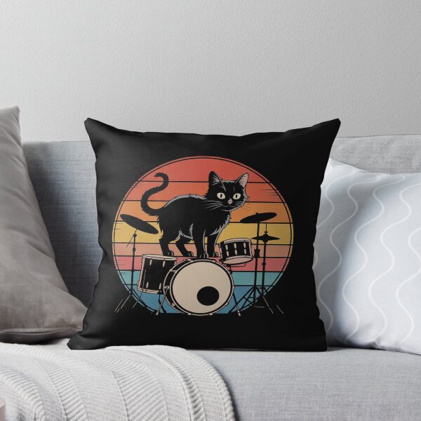 Item preview, Cat Playing Drums Drummer Cat Drumming Drumset Drum  designed and sold by HuValverdeArt.