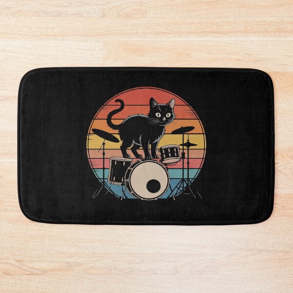 Item preview, Cat Playing Drums Drummer Cat Drumming Drumset Drum  designed and sold by HuValverdeArt.