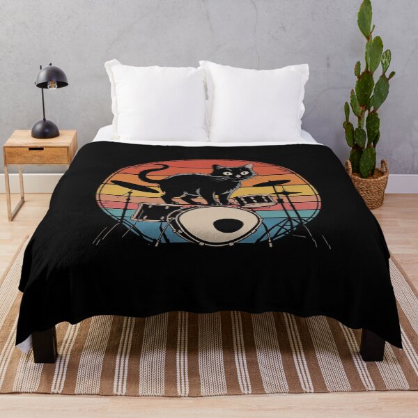 Item preview, Cat Playing Drums Drummer Cat Drumming Drumset Drum  designed and sold by HuValverdeArt.