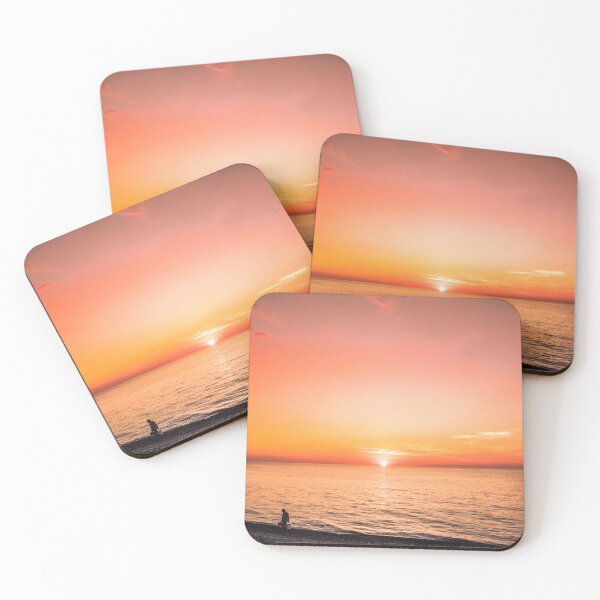 Item preview, Fiery Orange Sunset Over Ocean Horizon - Solitary Figure Silhouette designed and sold by MDB_Shop.