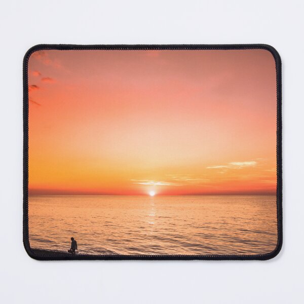 Item preview, Fiery Orange Sunset Over Ocean Horizon - Solitary Figure Silhouette designed and sold by MDB_Shop.