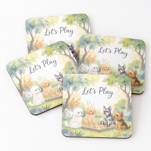 Item preview, 4 Dogs Play Chess Garden Art Print designed and sold by Kedspicedesign.