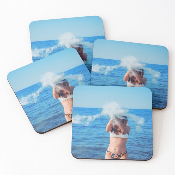 Item preview, Girl Throwing Color Powder on Blue Ocean Background - Summer Fun Burst designed and sold by MDB_Shop.