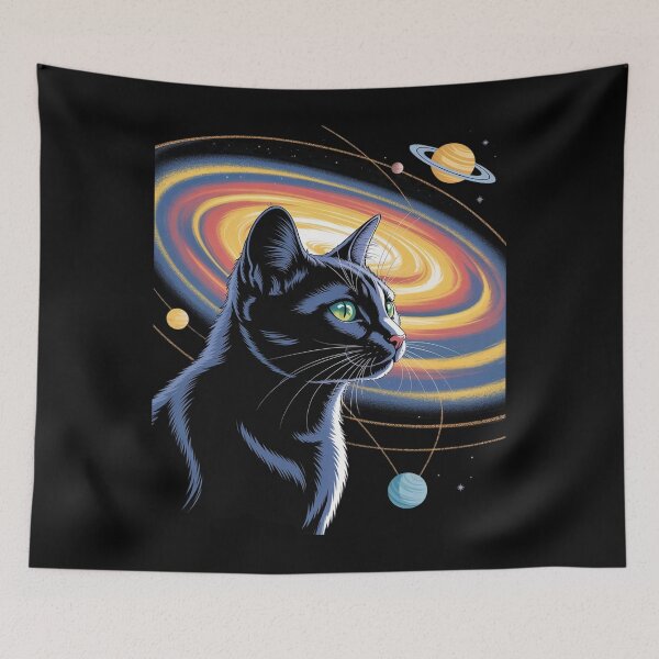Item preview, Cat Staring at Planet Saturn  designed and sold by HuValverdeArt.