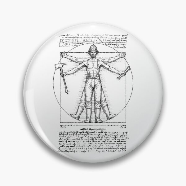 Item preview, Fireman Fire Fighter Vitruvian Man Leonardo Da Vinci Vintage designed and sold by GrandeDuc.