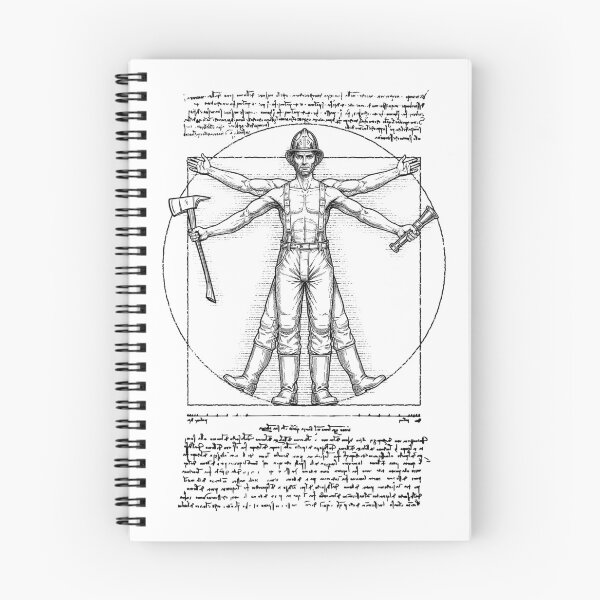 Item preview, Fireman Fire Fighter Vitruvian Man Leonardo Da Vinci Vintage designed and sold by GrandeDuc.