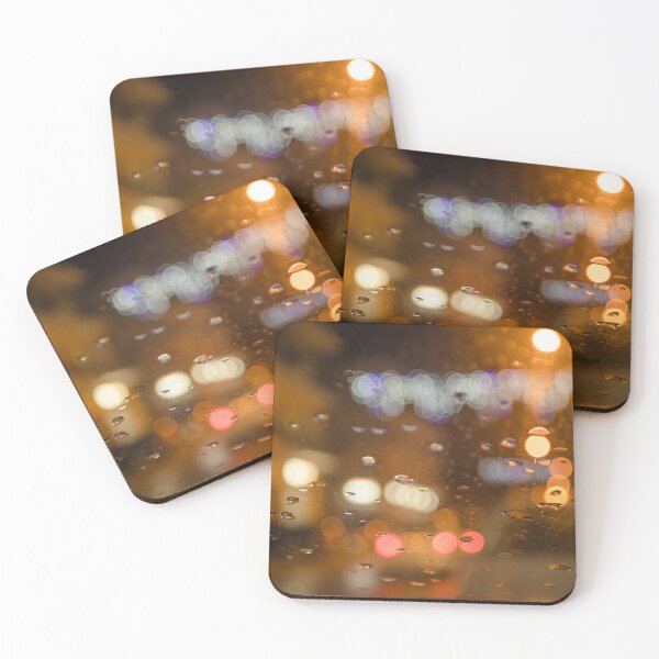 Item preview, Rainy Night Bokeh Lights - Warm Amber City Window View designed and sold by MDB_Shop.