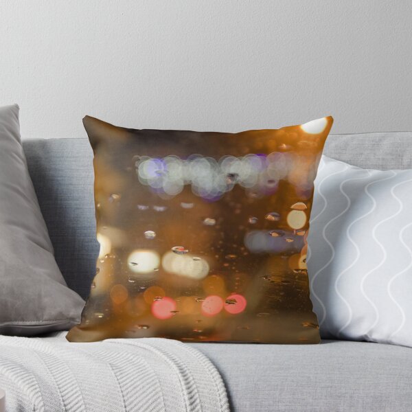 Item preview, Rainy Night Bokeh Lights - Warm Amber City Window View designed and sold by MDB_Shop.