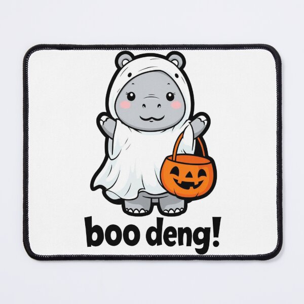 Item preview, Cute Baby Moo Deng Hippo Ghost with Pumpkin Bucket designed and sold by RuweisVibes.