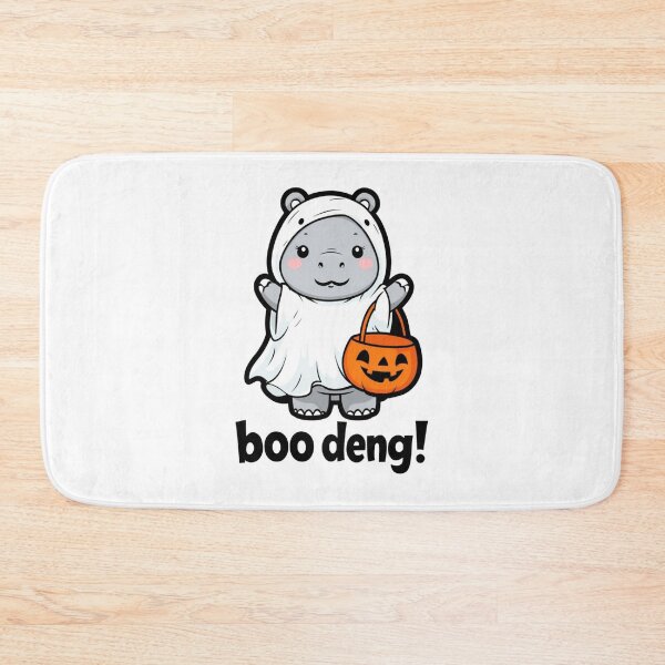 Item preview, Cute Baby Moo Deng Hippo Ghost with Pumpkin Bucket designed and sold by RuweisVibes.
