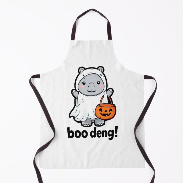 Item preview, Cute Baby Moo Deng Hippo Ghost with Pumpkin Bucket designed and sold by RuweisVibes.