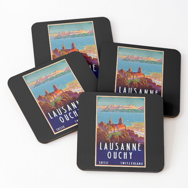 Item preview, Vintage Travel Poster | Lausanne & Ouchy Switzerland | Art Deco Style | Alps  Lake Geneva | Historical Architecture Print designed and sold by artofuniverse.