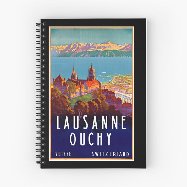 Item preview, Vintage Travel Poster | Lausanne & Ouchy Switzerland | Art Deco Style | Alps  Lake Geneva | Historical Architecture Print designed and sold by artofuniverse.