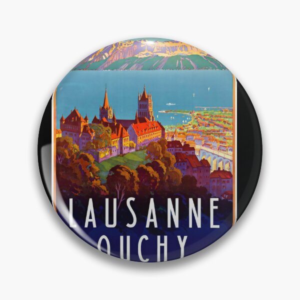 Item preview, Vintage Travel Poster | Lausanne & Ouchy Switzerland | Art Deco Style | Alps  Lake Geneva | Historical Architecture Print designed and sold by artofuniverse.