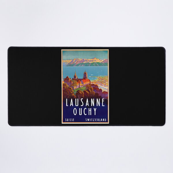 Item preview, Vintage Travel Poster | Lausanne & Ouchy Switzerland | Art Deco Style | Alps  Lake Geneva | Historical Architecture Print designed and sold by artofuniverse.