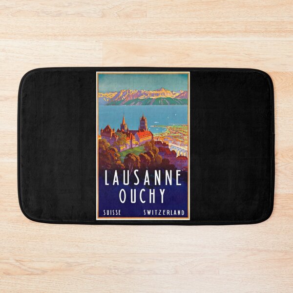 Item preview, Vintage Travel Poster | Lausanne & Ouchy Switzerland | Art Deco Style | Alps  Lake Geneva | Historical Architecture Print designed and sold by artofuniverse.