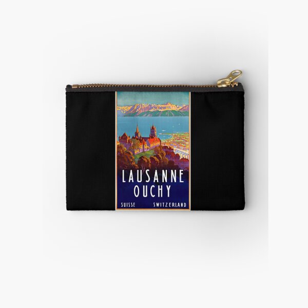 Item preview, Vintage Travel Poster | Lausanne & Ouchy Switzerland | Art Deco Style | Alps  Lake Geneva | Historical Architecture Print designed and sold by artofuniverse.