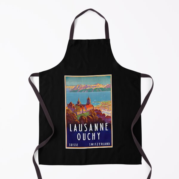 Item preview, Vintage Travel Poster | Lausanne & Ouchy Switzerland | Art Deco Style | Alps Lake Geneva | Historical Architecture Print designed and sold by artofuniverse.