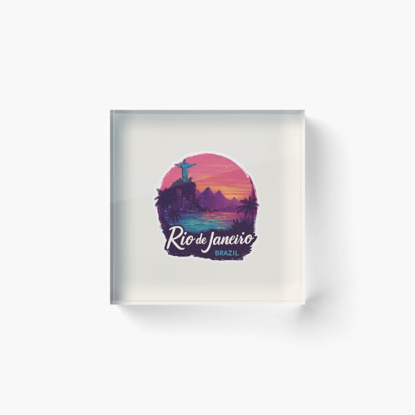 Item preview, Rio de Janeiro Brazil Vintage Travel Sticker Retro Sunset & Christ the Redeemer Design designed and sold by Blurbean.