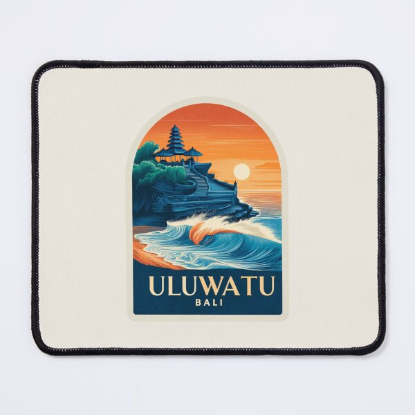 Item preview, Uluwatu Bali Vintage Travel Sticker Retro Temple & Ocean Wave Sunset Design designed and sold by Blurbean.