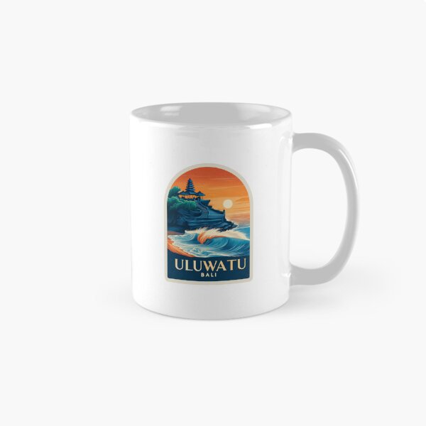 Item preview, Uluwatu Bali Vintage Travel Sticker Retro Temple & Ocean Wave Sunset Design designed and sold by Blurbean.