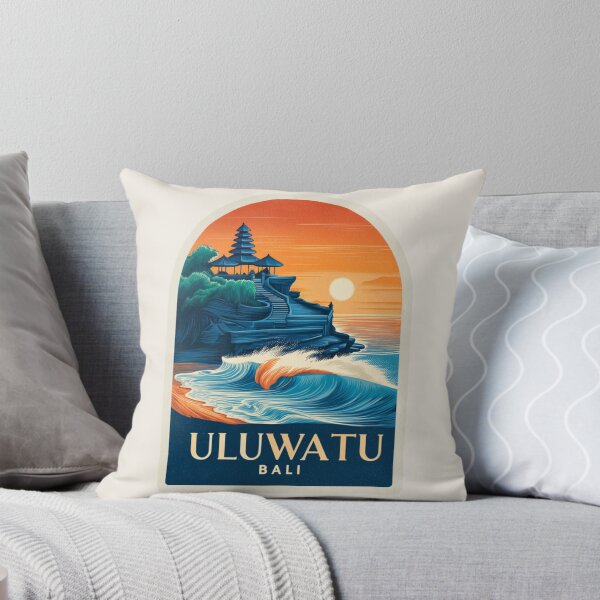 Item preview, Uluwatu Bali Vintage Travel Sticker Retro Temple & Ocean Wave Sunset Design designed and sold by Blurbean.