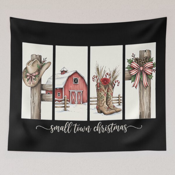 Item preview, Small Town Christmas | Rustic Country Farmhouse Holiday Art designed and sold by fayelamber.