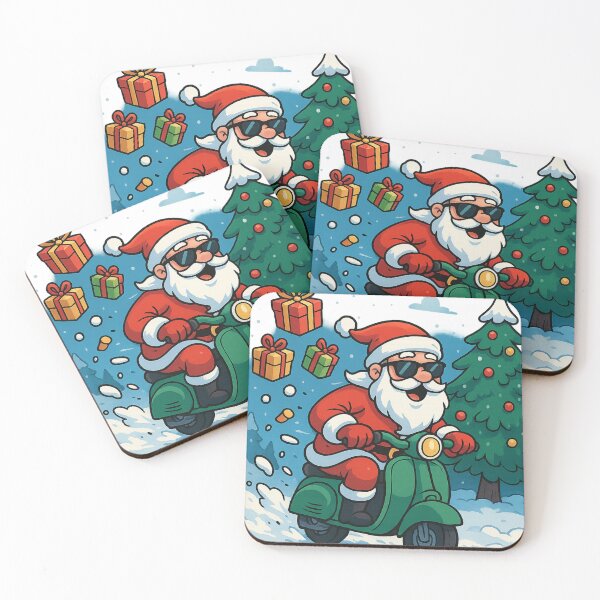 Item preview, Santa on the Go – Cool Santa Riding a Scooter designed and sold by B-M-Store.