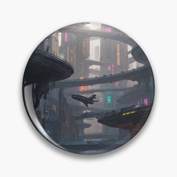 Item preview, Futuristic cyberpunk city wallpaper designed and sold by Planet Utoppia.