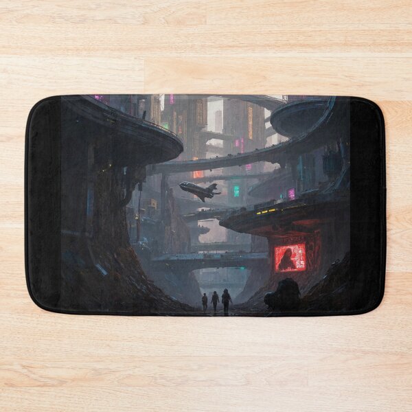 Item preview, Futuristic cyberpunk city wallpaper designed and sold by Planet Utoppia.