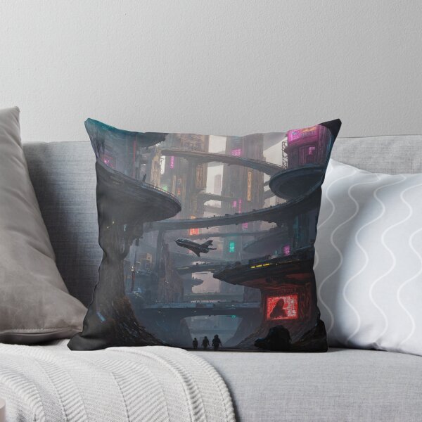 Item preview, Futuristic cyberpunk city wallpaper designed and sold by Planet Utoppia.